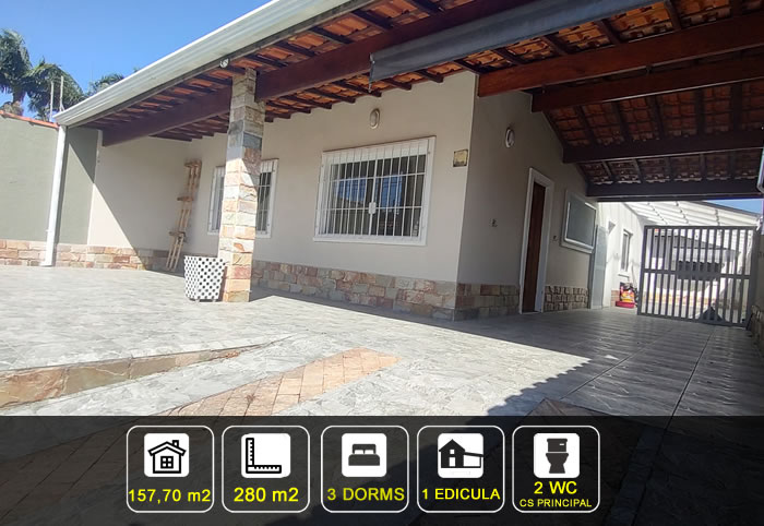 Casa à Venda em Peruíbe no Stella Maris 3 Dorm + Edícula + 8 Vagas - R$ 650.000